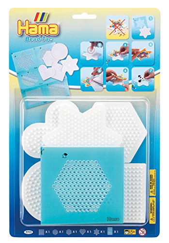 Hama Perlen 7711 Kleine Stiftplatten 5er Set für Midi-Perlen mit Durchmesser 5 mm, Motive Viereck, Kreis, Herz, Stern und Sechseck, weiß inkl. Haftfolie, kreativer Bastelspaß für Groß und Klein Hama Perlen 7711 Kleine Stiftplatten 5er Set für Midi-Perlen mit Durchmesser 5 mm, Motive Viereck, Kreis, Herz, Stern und Sechseck, weiß inkl. Haftfolie, kreativer Bastelspaß für Groß und Klein von Hama