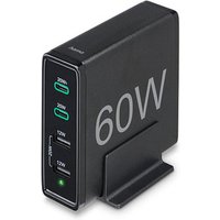 hama 4in1 USB-Ladestation schwarz, Kabellänge: 1,2 m, 60 Watt von Hama