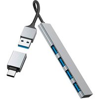 hama USB-Hub Ultra Slim 4-fach grau von Hama