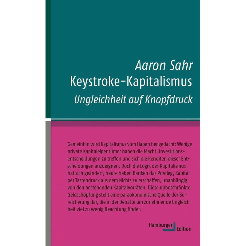 Keystroke-Kapitalismus - Aaron Sahr, Gebunden von Hamburger Edition