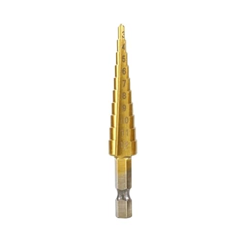 1 STÜCK Titan Beschichtet Stufenbohrer Sechskantschaft Kernbohrer for Holz/Metall Bohrloch Kegelbohrer Freeshipping(3-12 Straight) von Hameate