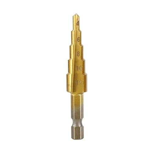 1 STÜCK Titan Beschichtet Stufenbohrer Sechskantschaft Kernbohrer for Holz/Metall Bohrloch Kegelbohrer Freeshipping(4-12 Straight) von Hameate