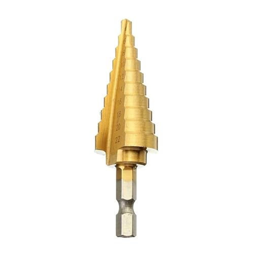 1 STÜCK Titan Beschichtet Stufenbohrer Sechskantschaft Kernbohrer for Holz/Metall Bohrloch Kegelbohrer Freeshipping(4-22 Straight) von Hameate