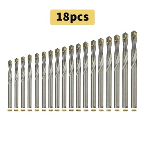 10 STÜCKE/13 STÜCKE/18 STÜCKE Hartmetallbohrer mit Wolframstahl-Zylinderschaftbohrer werden for Stahl, Eisen, Aluminiumlegierung, Keramikfliesen verwendet(18pcs) von Hameate