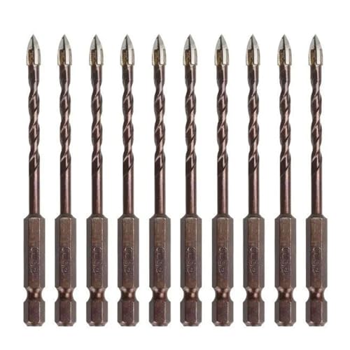 10PCS Kreuz Hex Fliesen Bits Hex Kreuz Fliesen Bohrer Bits Glas Keramik Beton Loch Opener Ziegel Bohrer Bits(10pcs-5mm) von Hameate