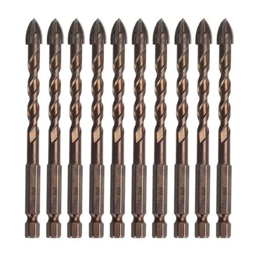 10PCS Kreuz Hex Fliesen Bits Hex Kreuz Fliesen Bohrer Bits Glas Keramik Beton Loch Opener Ziegel Bohrer Bits(10pcs-8mm) von Hameate