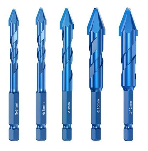 1PC/2PCS/3PCS/4PCS/5PCS/10PCS Exzentrische Spiralbohrer Bits Schrägkopf Exzentrische Glasfliesen Bohren Betonbohrer(5PCS 6/6/8/10/12) von Hameate
