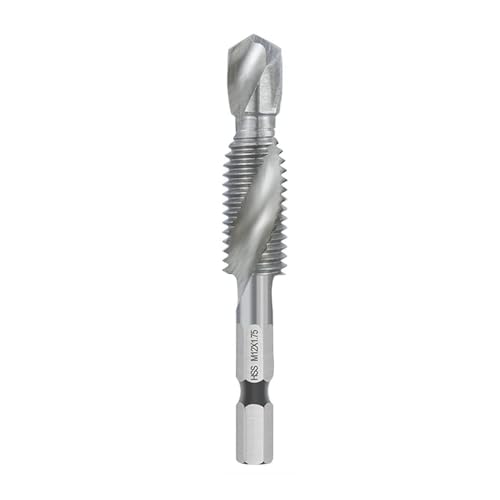 1PC/2PCS/6PCS/7PCS Sechskantschaftgewindebohrer Kombinierter Gewindebohrer und Bohrer Spiralnut HSS-Gewindegewindebohrer Gewindeschneidwerkzeug(M12) von Hameate