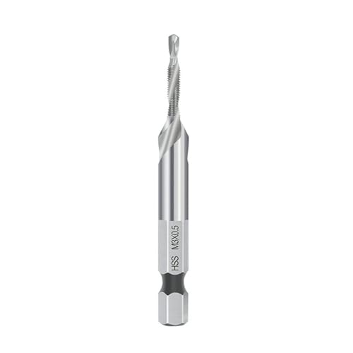 1PC/2PCS/6PCS/7PCS Sechskantschaftgewindebohrer Kombinierter Gewindebohrer und Bohrer Spiralnut HSS-Gewindegewindebohrer Gewindeschneidwerkzeug(M3) von Hameate