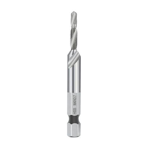 1PC/2PCS/6PCS/7PCS Sechskantschaftgewindebohrer Kombinierter Gewindebohrer und Bohrer Spiralnut HSS-Gewindegewindebohrer Gewindeschneidwerkzeug(M4) von Hameate