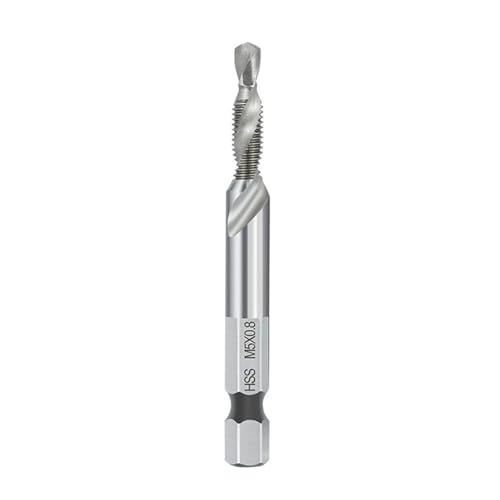1PC/2PCS/6PCS/7PCS Sechskantschaftgewindebohrer Kombinierter Gewindebohrer und Bohrer Spiralnut HSS-Gewindegewindebohrer Gewindeschneidwerkzeug(M5) von Hameate