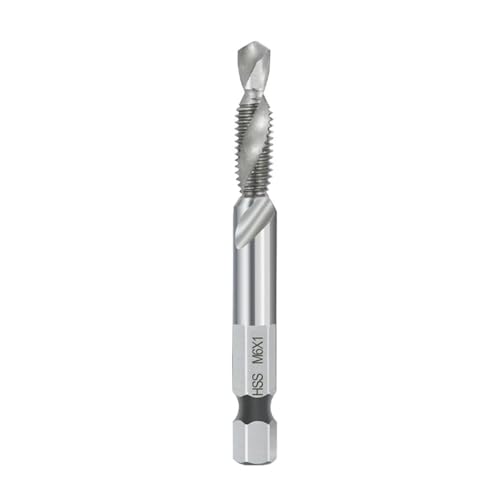 1PC/2PCS/6PCS/7PCS Sechskantschaftgewindebohrer Kombinierter Gewindebohrer und Bohrer Spiralnut HSS-Gewindegewindebohrer Gewindeschneidwerkzeug(M6) von Hameate