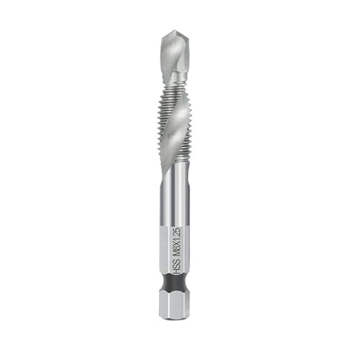 1PC/2PCS/6PCS/7PCS Sechskantschaftgewindebohrer Kombinierter Gewindebohrer und Bohrer Spiralnut HSS-Gewindegewindebohrer Gewindeschneidwerkzeug(M8) von Hameate