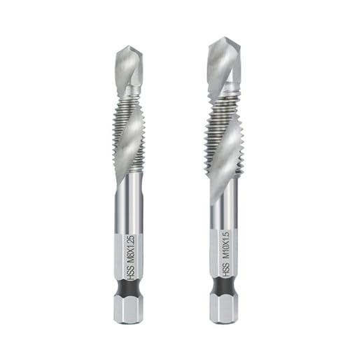 1PC/2PCS/6PCS/7PCS Sechskantschaftgewindebohrer Kombinierter Gewindebohrer und Bohrer Spiralnut HSS-Gewindegewindebohrer Gewindeschneidwerkzeug(M8 M10) von Hameate