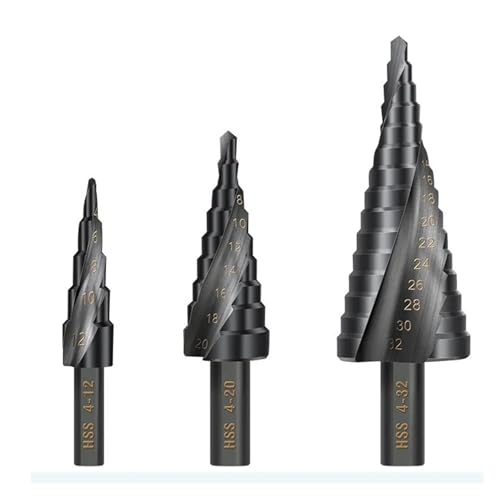1PC/3PCS Step Cone Drill HSS Metal Hole Cutter Round Shank Nitriding Metal Drilling Tool Step Drill Bit(3pcs without bag) von Hameate