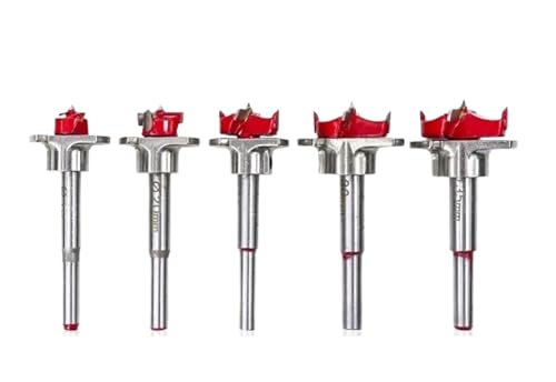 1PC/5PCS Hinge Hole Opener Woodworking Carbide Drill Bits Positioning Hole Saw Adjustable Boring Bit(5pcs Red Bag) von Hameate