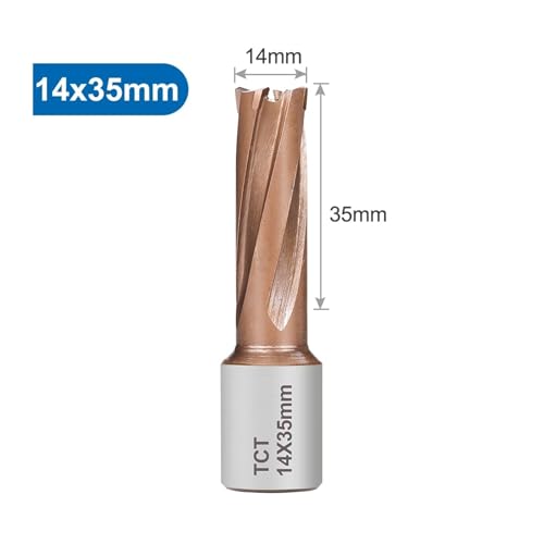1PC 3/4 Shank Annular Magnetic Hollow Drill Bit Coated Core Drill Bit For Metal Cutting Hole Saw(14x35mm) von Hameate