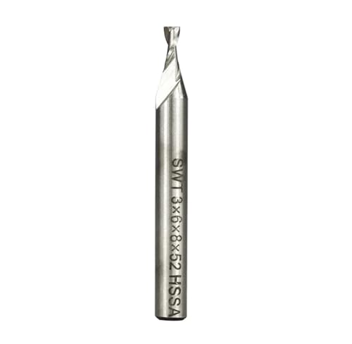 1PC Schaftfräser High Speed ​​Steel M2 Metall 2 Flöten Zylinderschaft CNC Router Bit for Holz Aluminium Stahl(3x6x8x52) von Hameate