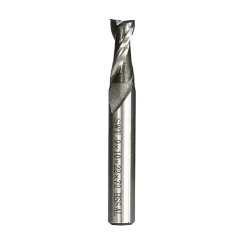 1PC Schaftfräser High Speed ​​Steel M2 Metall 2 Flöten Zylinderschaft CNC Router Bit for Holz Aluminium Stahl(9x10x22x72) von Hameate