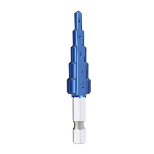 1PC Stufenbohrer HSS Blau beschichteter Stufenkegelbohrer Sechskantschaft Stufenbohrer for Holzmetalllochschneider(1pc 4-12) von Hameate