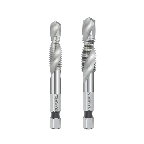 2 STÜCKE/6 STÜCKE/7 STÜCKE Gewindebohrer HSS Sechskantschaft Gewindebohrer Maschinenstecker Gewindebohrer Gewindebohrer M3 M4 M5 M6 M8 10 M12(2pcs silver) von Hameate