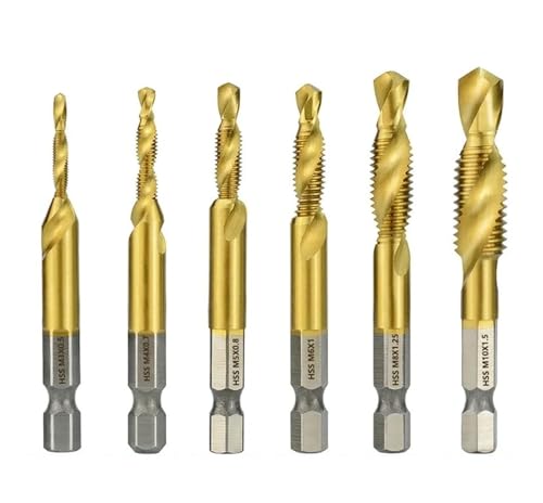 2 STÜCKE/6 STÜCKE/7 STÜCKE Gewindebohrer HSS Sechskantschaft Gewindebohrer Maschinenstecker Gewindebohrer Gewindebohrer M3 M4 M5 M6 M8 10 M12(6pcs TIN) von Hameate