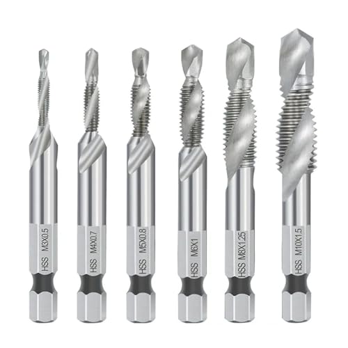 2 STÜCKE/6 STÜCKE/7 STÜCKE Gewindebohrer HSS Sechskantschaft Gewindebohrer Maschinenstecker Gewindebohrer Gewindebohrer M3 M4 M5 M6 M8 10 M12(6pcs silver) von Hameate