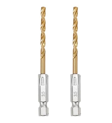 2PCS Bohrer Titan Beschichtet High Speed Stahl Hex Schaft Loch Opener for Holz Kunststoff Aluminium(2PCS (3.5MM)) von Hameate