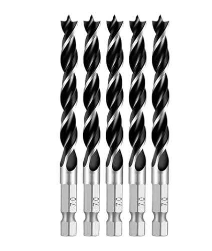 3 STÜCKE/4 STÜCKE/5 STÜCKE/7 STÜCKE 1/4 Sechskantschaft Dreipunkt-Holzbearbeitungsbohrer HSS Perforieren Elektrischer Bohrer Drehkopf(5PCS 7mm) von Hameate