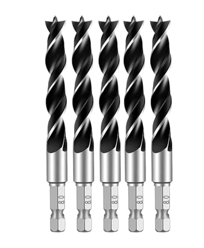 3 STÜCKE/4 STÜCKE/5 STÜCKE/7 STÜCKE 1/4 Sechskantschaft Dreipunkt-Holzbearbeitungsbohrer HSS Perforieren Elektrischer Bohrer Drehkopf(5PCS 8mm) von Hameate