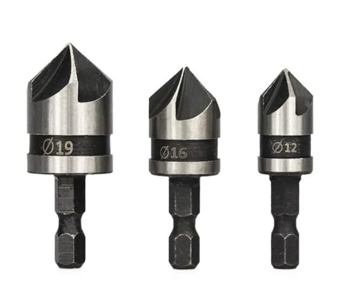 3PCS Fase 82D 5 Flöte Runde/Hex Schaft HSS Senker Bohrer 12/16/19mm Holzbearbeitung Bohrer Für 3PCS Fase 82D 5 Flöte Runde/Hex Schaft HSS Senker Bohrer 12/16/19mm Holzbearbeitung Bohrer Für von Hameate
