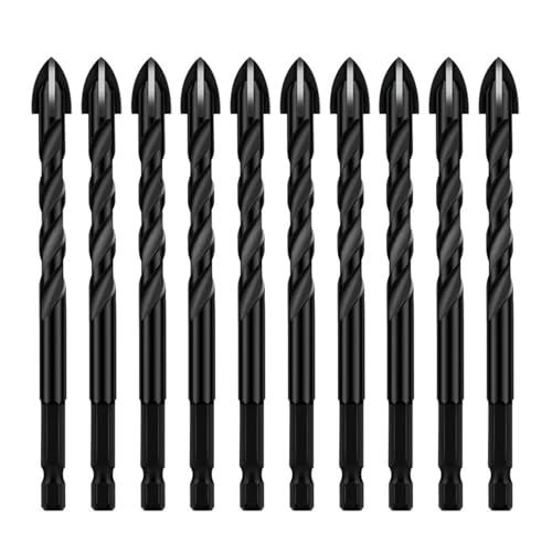 4PCS/5PCS/7PCS/10PCS Hex Bohrer Hartmetall Bohrer Bits for Beton Porzellan Fliesen Glas Metall(10pcs 10mm) von Hameate