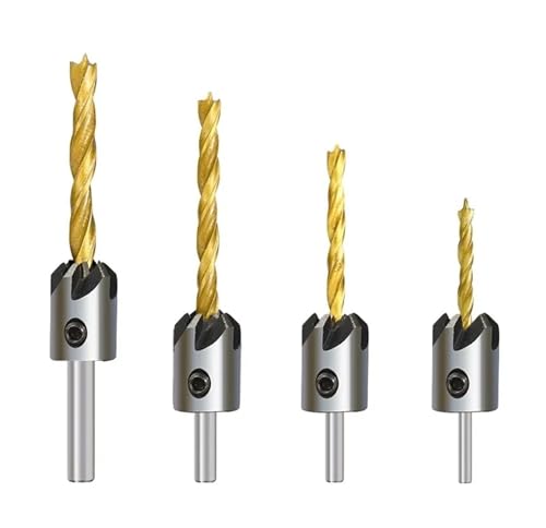 4PCS/7PCS HSS Senker Bohrer Bits for Holzbearbeitung Werkzeuge Mit Hex Key Schraube Loch Bohrer Cutter(4PCS) von Hameate