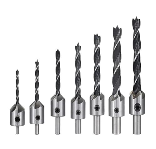 4PCS/7PCS HSS Senker Bohrer Bits for Holzbearbeitung Werkzeuge Mit Hex Key Schraube Loch Bohrer Cutter(7PC) von Hameate