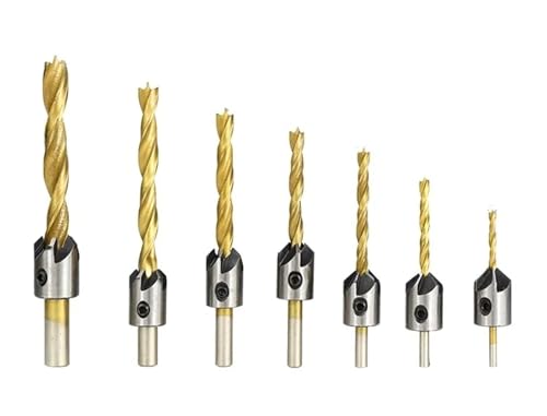 4PCS/7PCS HSS Senker Bohrer Bits for Holzbearbeitung Werkzeuge Mit Hex Key Schraube Loch Bohrer Cutter(7PCS) von Hameate