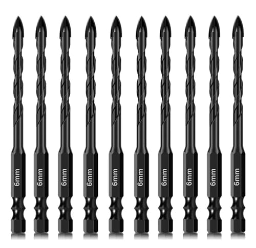 5 STÜCKE/10 STÜCKE Kreuz Hex Fliesenbohrer Glas Beton Keramikfliesen Hartlegierung Dreieck Bohrer Lochöffner(10Pcs-6mm) von Hameate