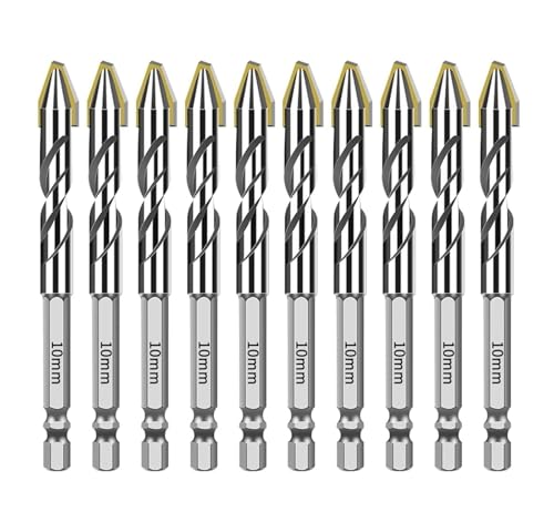 5 STÜCKE/6 STÜCKE/10 STÜCKE Sechskantschaft Exzentrische Bohrer for Ziegel Stahl Fliesen Holz Glas Kunststoff Wand spiegel Mauerwerk Beton Bohrer(10PCS 10mm) von Hameate