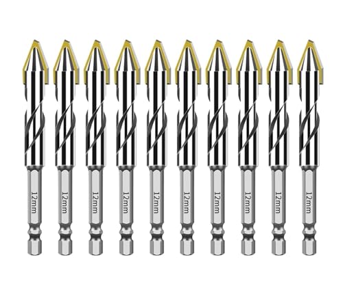 5 STÜCKE/6 STÜCKE/10 STÜCKE Sechskantschaft Exzentrische Bohrer for Ziegel Stahl Fliesen Holz Glas Kunststoff Wand spiegel Mauerwerk Beton Bohrer(10PCS 12mm) von Hameate