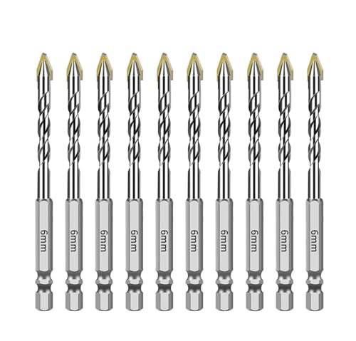 5 STÜCKE/6 STÜCKE/10 STÜCKE Sechskantschaft Exzentrische Bohrer for Ziegel Stahl Fliesen Holz Glas Kunststoff Wand spiegel Mauerwerk Beton Bohrer(10PCS 6mm) von Hameate