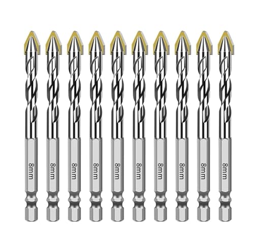 5 STÜCKE/6 STÜCKE/10 STÜCKE Sechskantschaft Exzentrische Bohrer for Ziegel Stahl Fliesen Holz Glas Kunststoff Wand spiegel Mauerwerk Beton Bohrer(10PCS 8mm) von Hameate
