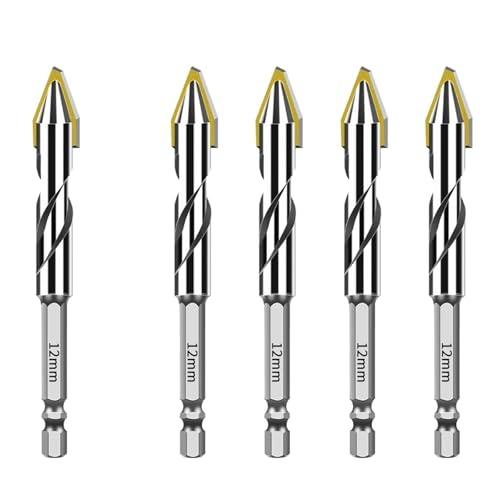 5 STÜCKE/6 STÜCKE/10 STÜCKE Sechskantschaft Exzentrische Bohrer for Ziegel Stahl Fliesen Holz Glas Kunststoff Wand spiegel Mauerwerk Beton Bohrer(5PCS 12mm) von Hameate