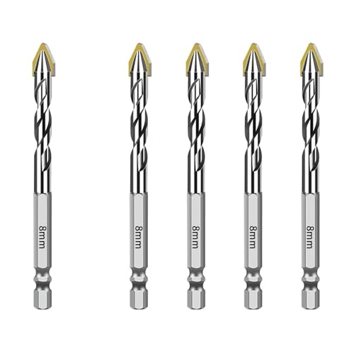 5 STÜCKE/6 STÜCKE/10 STÜCKE Sechskantschaft Exzentrische Bohrer for Ziegel Stahl Fliesen Holz Glas Kunststoff Wand spiegel Mauerwerk Beton Bohrer(5PCS 8mm) von Hameate