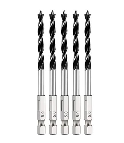 5 STÜCKE Sechskantgriff Dreipunkt-Holzbearbeitungsbohrer Metallbohrer Senker for Holz- und Metallbohren(5PCS 5MM) von Hameate
