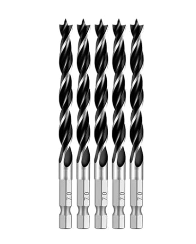 5 STÜCKE Sechskantgriff Dreipunkt-Holzbearbeitungsbohrer Metallbohrer Senker for Holz- und Metallbohren(5PCS 7MM) von Hameate
