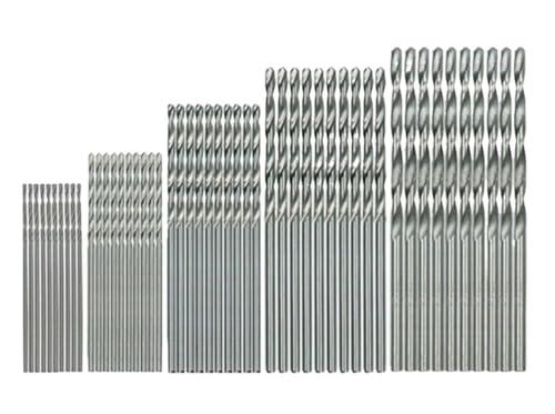 50 STÜCKE High Speed Stahl Titan Beschichtet Spiralbohrer Gerade Schaft Bit Handbohrmaschine(Silver) von Hameate
