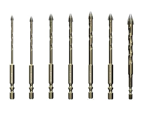 5PCS/7PCS Mauerwerk Beton Bohrer Bits for Glas Keramik Fliesen Ziegel Kunststoff Hard Alloy Wand Loch Opener Hex Schaft(7PCs) von Hameate