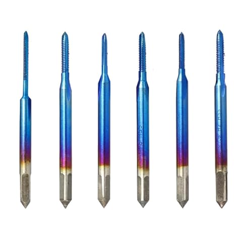 6 STÜCKE Gewindebohrer Nano Blau Beschichtet HSS Maschinengewindebohrer M1/M1.2/M1.4/M1.6/M1.7/M1.8 Gewindebohrer Gewindebohrer(6pcs OPP Blue) von Hameate