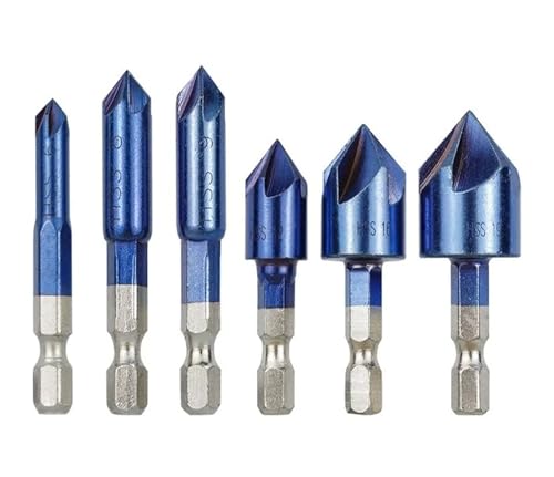 6 STÜCKE Senker Bohrer Sechskantschaft 90 Grad Anfasfräser 5 Flöten Anfasbohrer Nano Blau beschichtetes Anfaswerkzeug 6 STÜCKE Senker Bohrer Sechskantschaft 90 Grad Anfasfräser 5 Flöten Anfasbohrer Nano Blau beschichtetes Anfaswerkzeug von Hameate