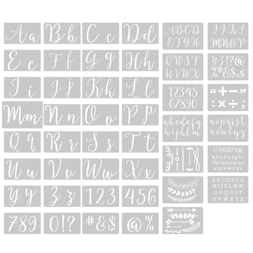 Zahlen-Alphabet-Schablonen, Buchstaben-Zeichen-Vorlagen, Malschablonen-Set für Veranda-Schilder, 45 Stück Zahlen-Alphabet-Schablonen, Buchstaben-Zeichen-Vorlagen, Malschablonen-Set für Veranda-Schilder, 45 Stück von Hamender