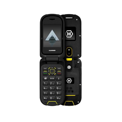 Flip-Telefon Klapphandy Hammer DIG LTE 4G Robustes, 2 Bildschirme, simlock-Free, Dual-SIM, kein Vertrag, 1200 mAh, 4G/LTE, wasserdicht IP68 von Hammer H